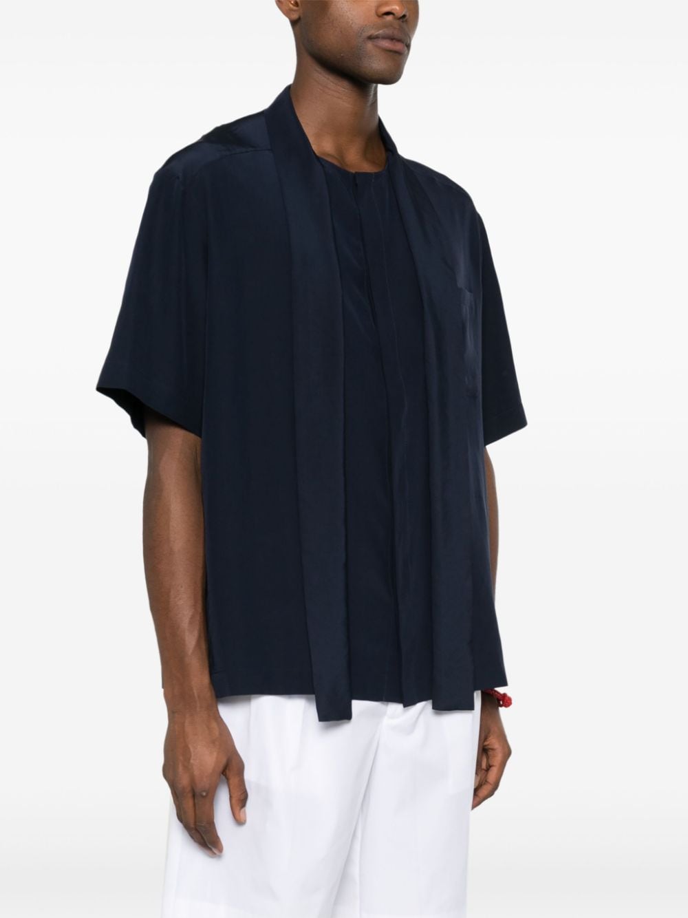 Shop Valentino Satin Silk Shirt In Blue