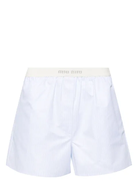 Miu Miu logo-waistband striped pajama shorts
