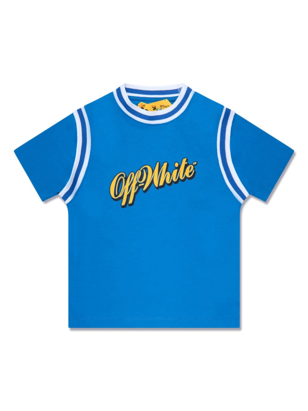 Off-white Kids' Logo-print Cotton T-shirt In Blue