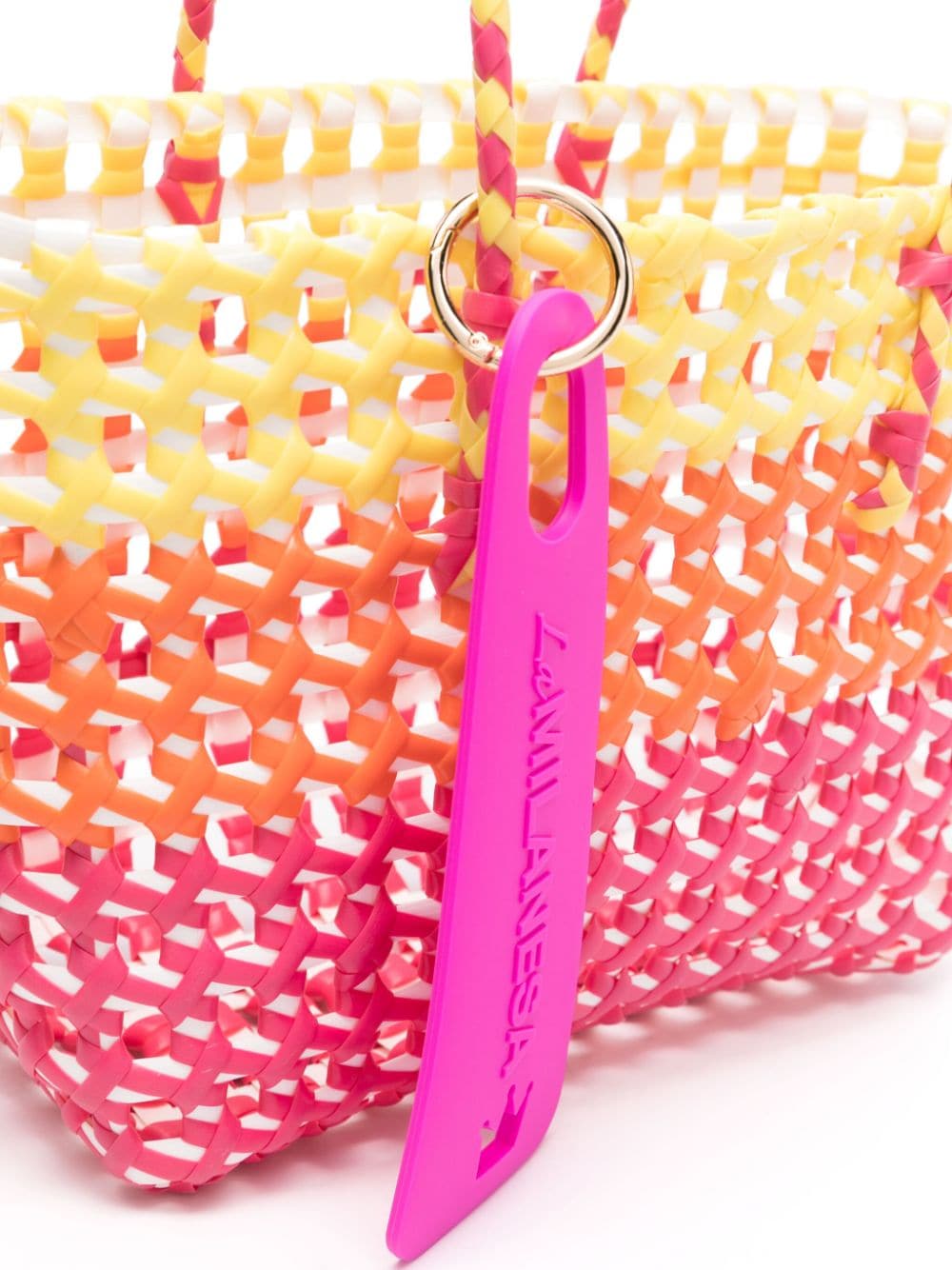 Shop La Milanesa Interwoven Logo-charm Tote Bag In Pink