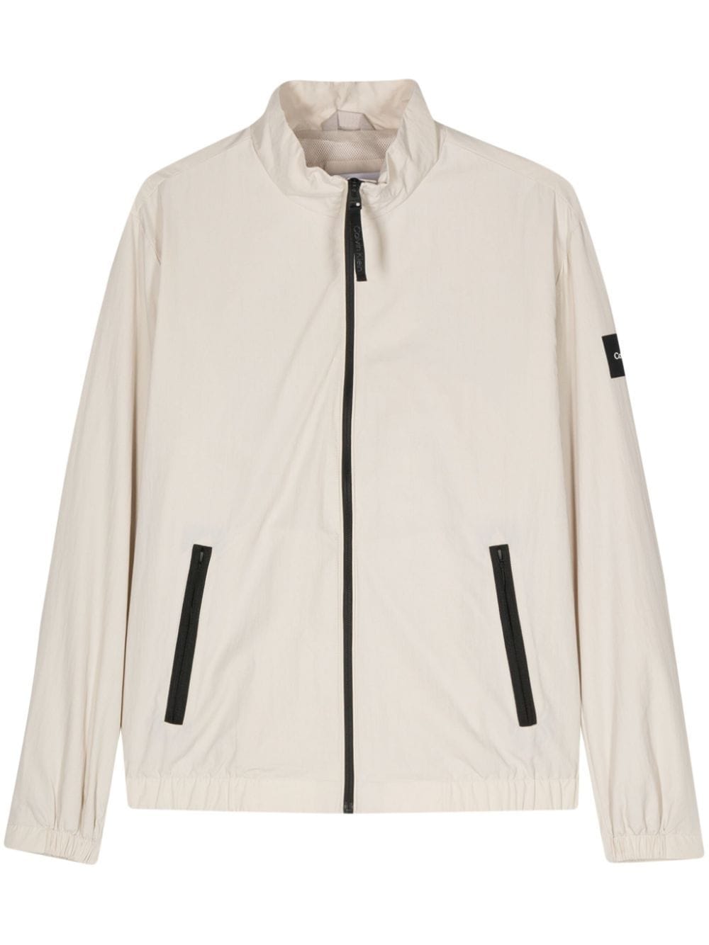 Shop Calvin Klein Logo-patch Zip-up Jacket In Neutrals