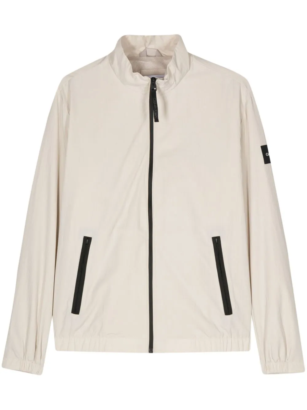 Calvin Klein Logo-patch Zip-up Jacket In Neutrals