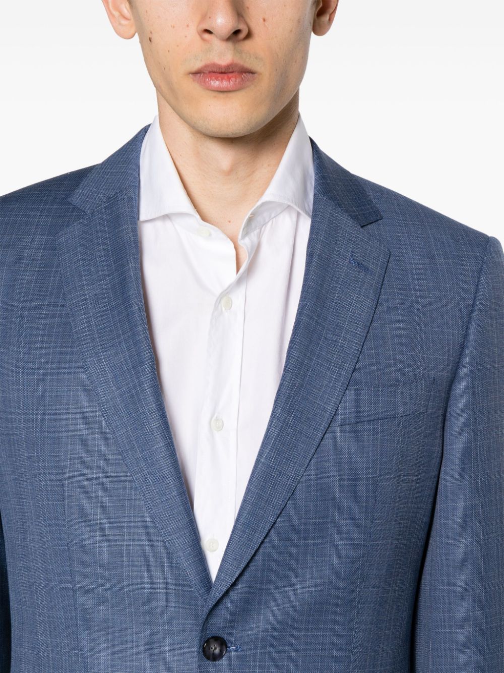 Shop Hugo Boss Checked Single-breasted Suit In Blue