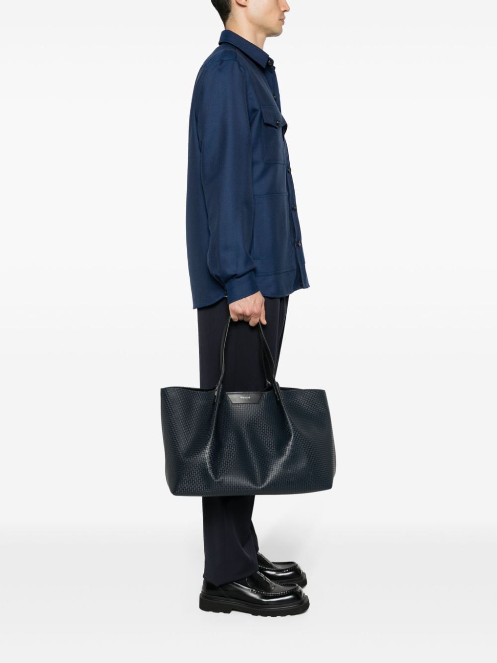 Shop Serapian Monogram-pattern Leather Tote Bag In Blue