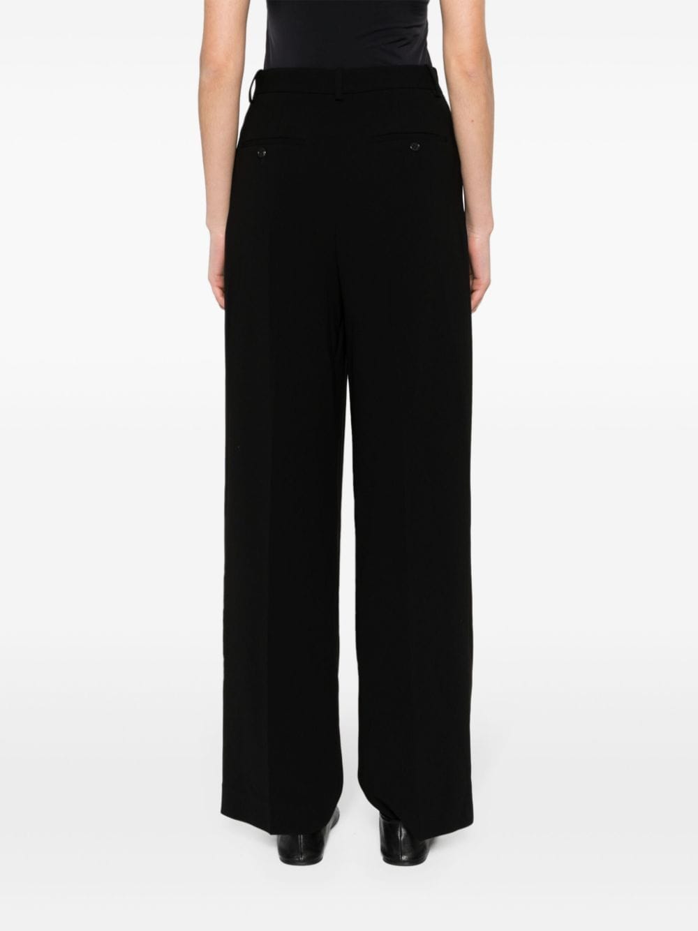 Shop Theory Crepe Wide-leg Trousers In Black