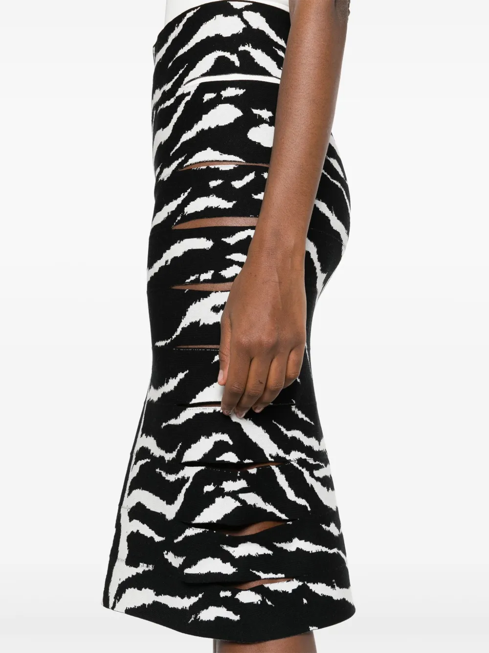 スカート ALAIA PENCIL SKIRT ZEBRA (AA9J21795M842 009 BLANC NOIR) Alaia Zebra Pencil Skirt AA9J21795M842-009 BLANC NOIR | IlDuomo