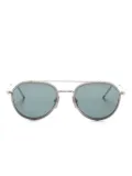 Thom Browne Eyewear logo-engraved pilot-frame sunglasses - Silver