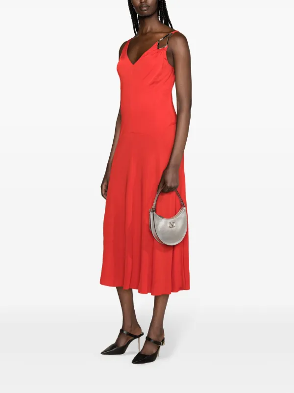 Lanvin appliqué-detail Midi Dress | Red | FARFETCH