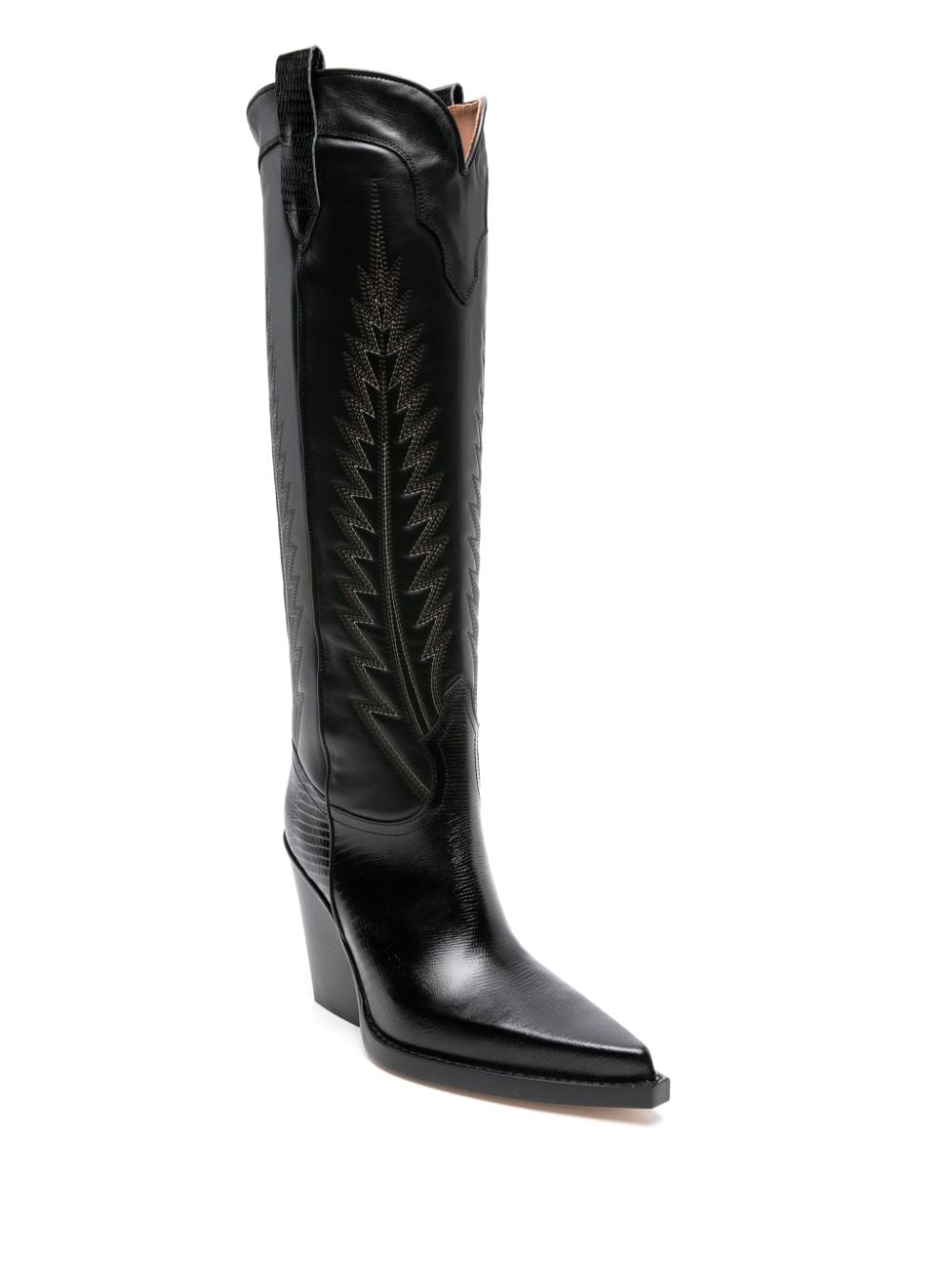 Shop Paris Texas Panelled Leather Knee-high Boots In Black