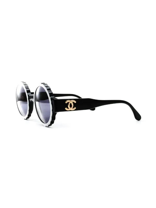 1994 CHANEL White CC Logo Futuristic Sunglasses