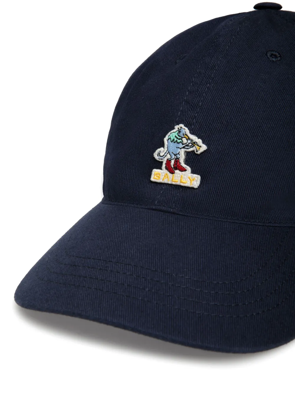 Shop Bally Logo-appliqué Cotton Cap In Blue