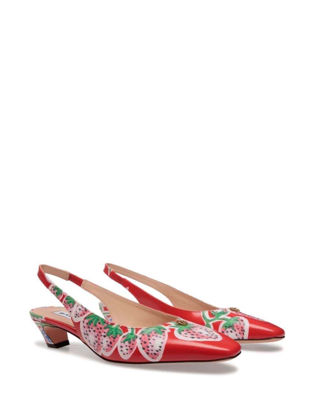 Shop Bally Sylt 35mm Strawberry-print Leather Pumps In Red