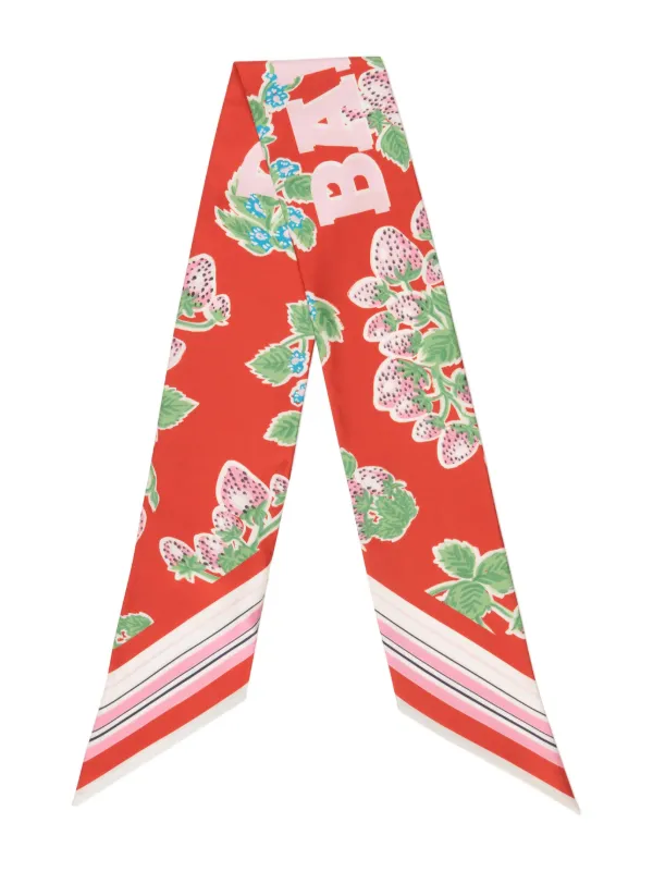 Foulard En Soie Bally - Couleur Blanc/rouge/noir - Occasion, Bon état