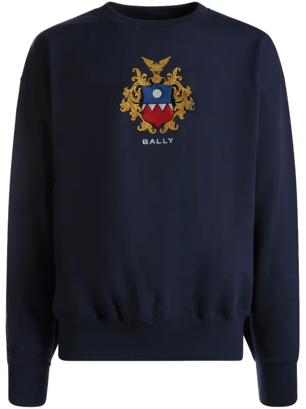 Bally logo embroidered Cotton Sweatshirt Blue FARFETCH AO