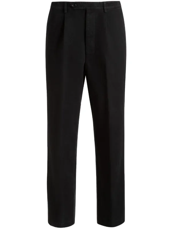 Bally Pleated Cotton Chino Trousers in Black