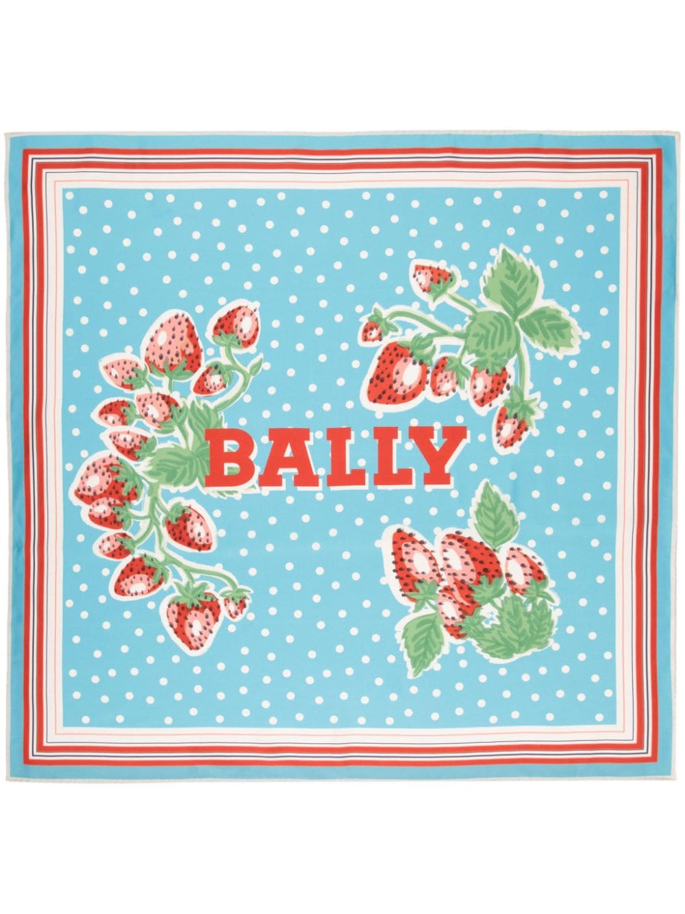 Bally Strawberry-print Silk Scarf In Blue