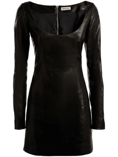 Bally long-sleeve leather mini dress