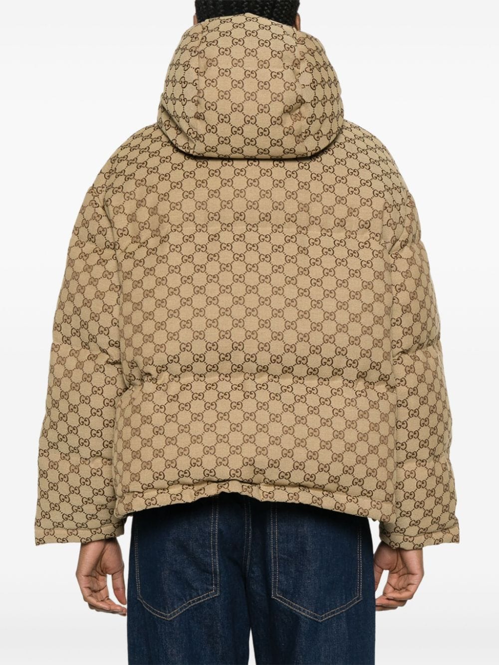 Shop Gucci Gg Supreme Canvas Puffer Jacket In Braun
