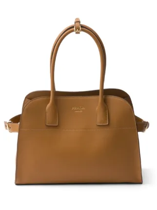 Prada レザーハンドバッグ | ブラウン | FARFETCH JP