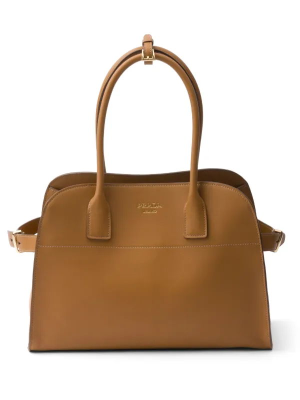 Prada Medium Leather Tote Bag Brown FARFETCH CA