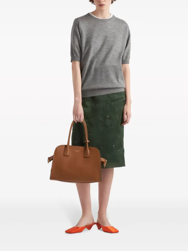 Prada Medium Leather Tote Bag | Brown | FARFETCH