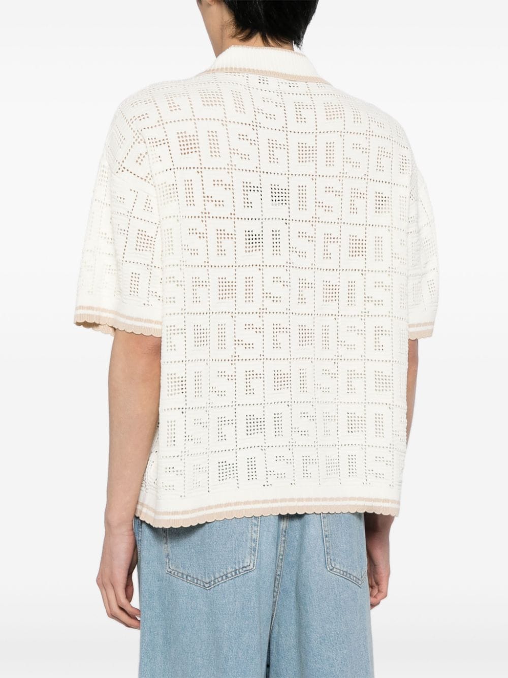 Shop Gcds Crochet-knit Shirt In White