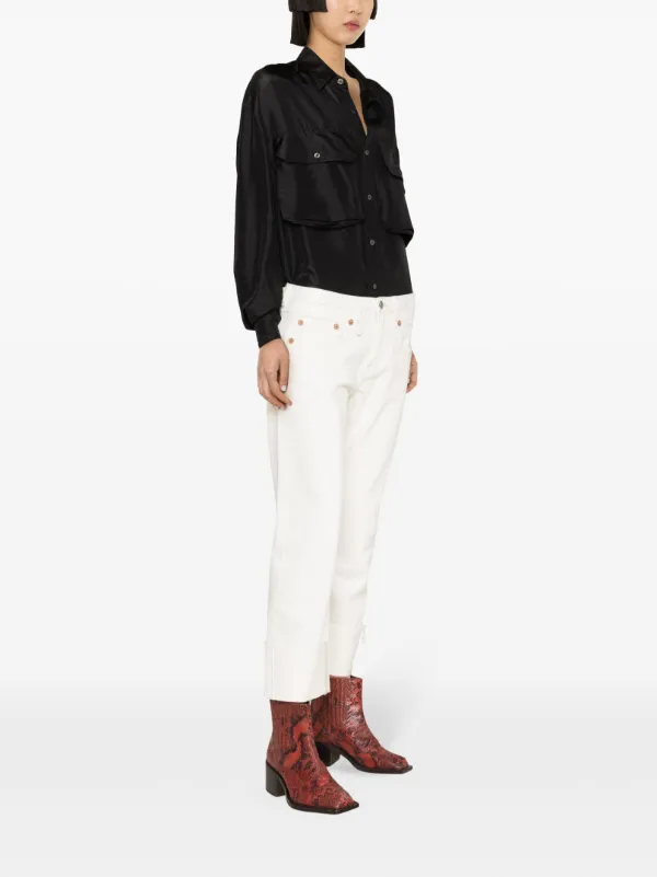R13 Cuffed Boy クロップド ジーンズ | ホワイト | FARFETCH JP