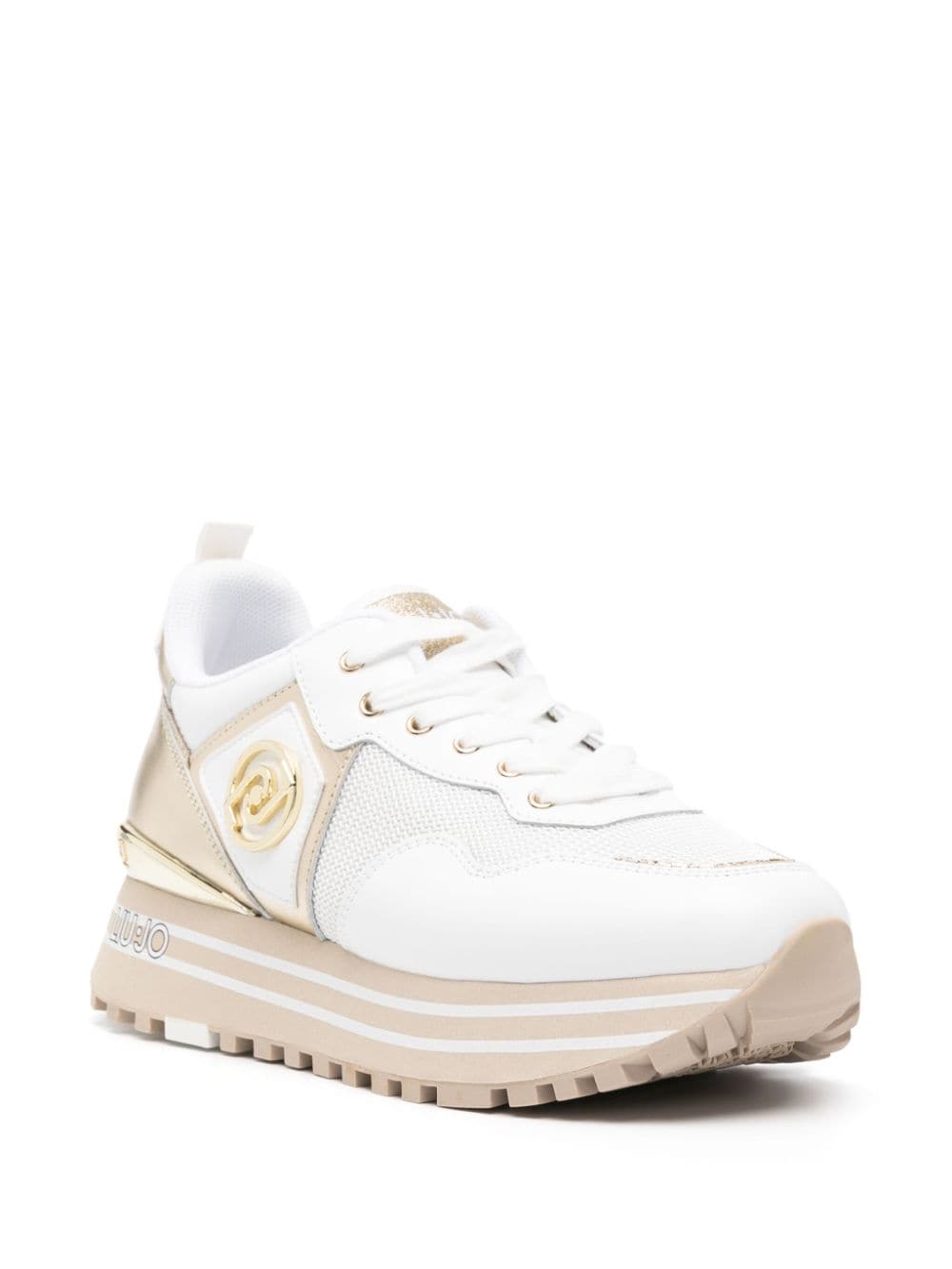 Shop Liu •jo Maxi Wonder Logo-plaque Sneakers In White