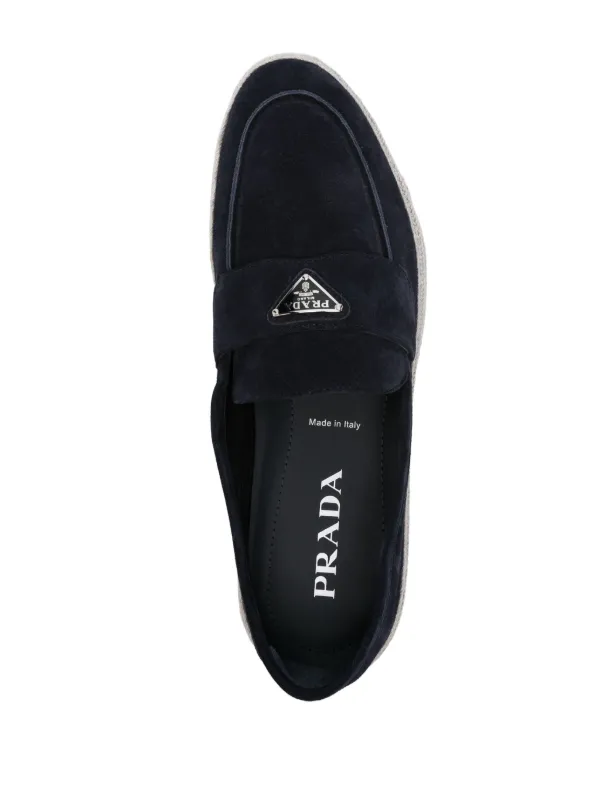 PRADA スエードローファー ロゴ Prada triangle-logo Suede Loafers | Neutrals | FARFETCH GR