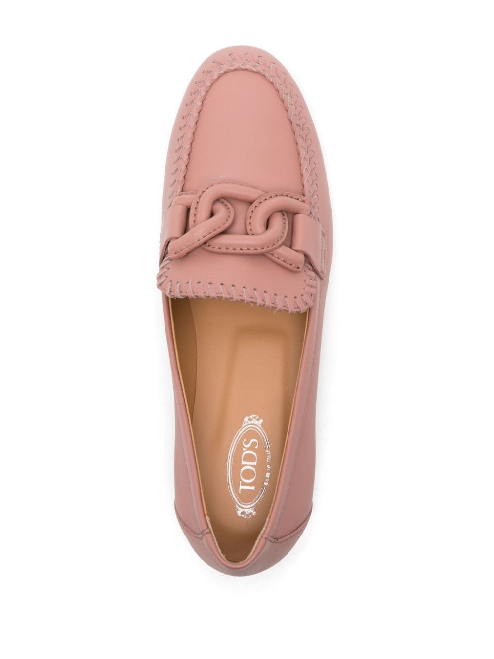 Shop Tod's Kate Braided-detailed Loafers In Pink