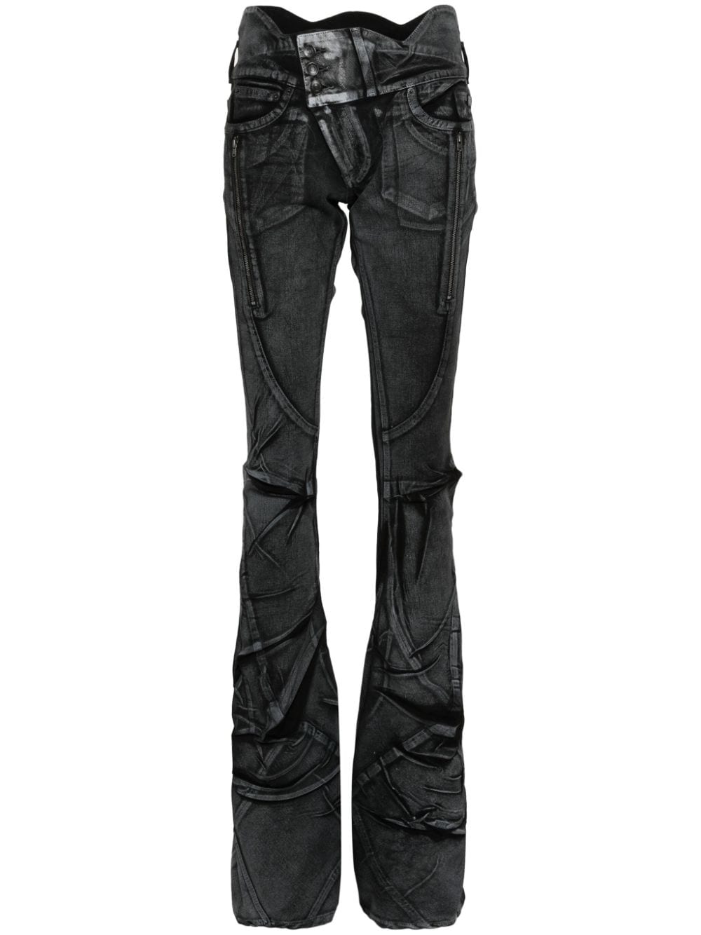 Shop Ottolinger Big Waistband Drape Skinny Jeans In Schwarz