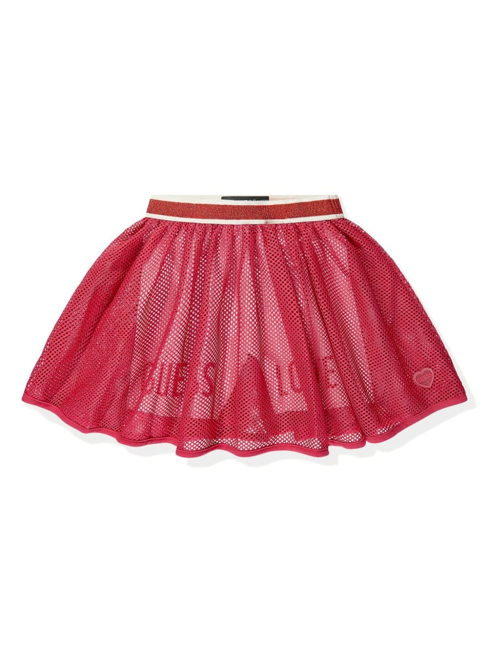 Shop Guess Mesh-overlay Flared Skirt In Red