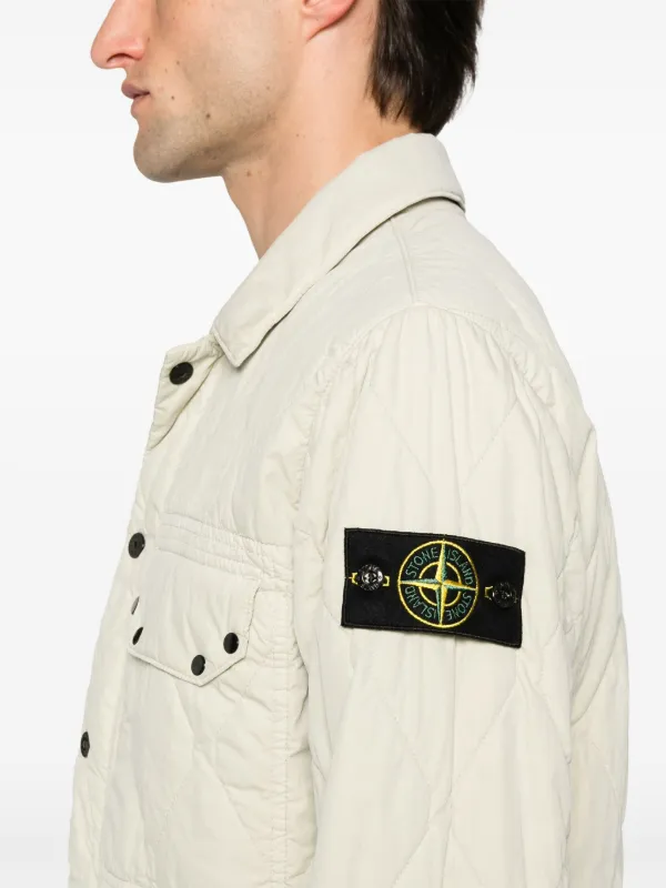 Stone Island Compass badge Quilted Jacket Neutrals FARFETCH UK