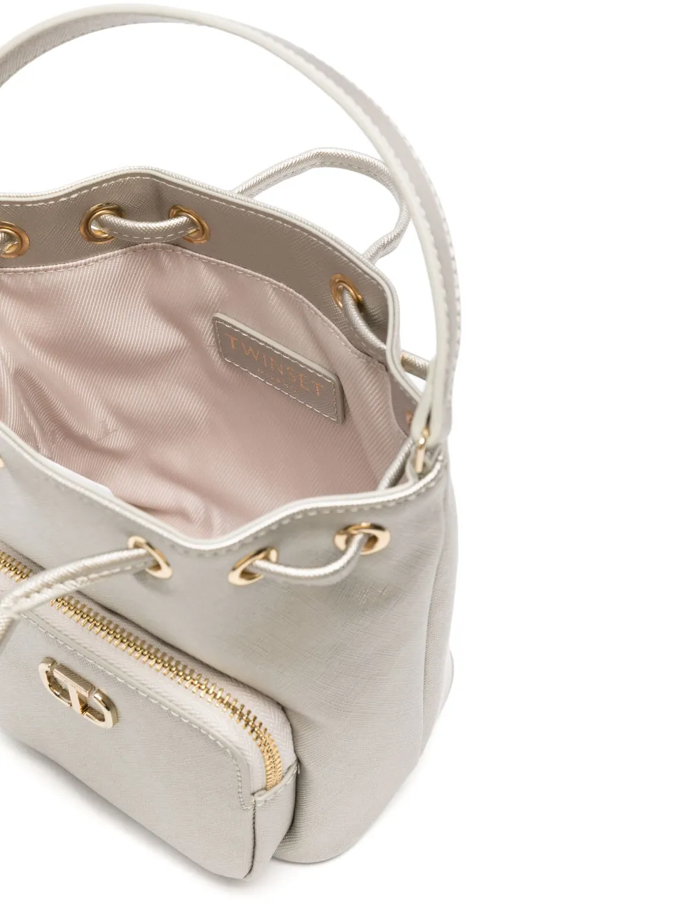 Twinset Portatutto Drawstring Bucket Bag In 银色