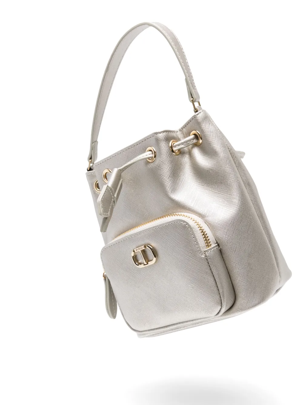 Twinset Portatutto Drawstring Bucket Bag In 银色