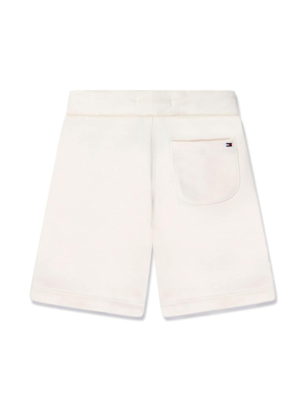 Shop Tommy Hilfiger Junior Logo-embroidered Cotton Blend Shorts In White
