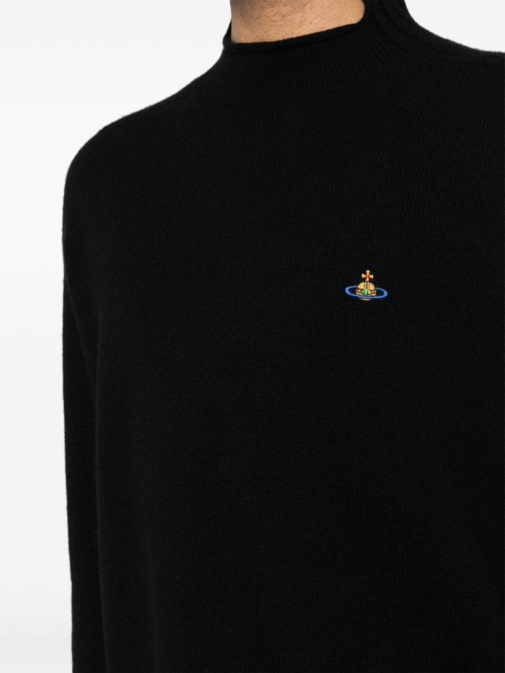 Shop Vivienne Westwood Orb-embroidery Merino-cashmere Jumper In Black