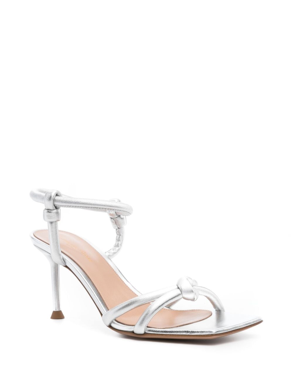 Gianvito Rossi Juno 85mm metallic leather sandals - Zilver