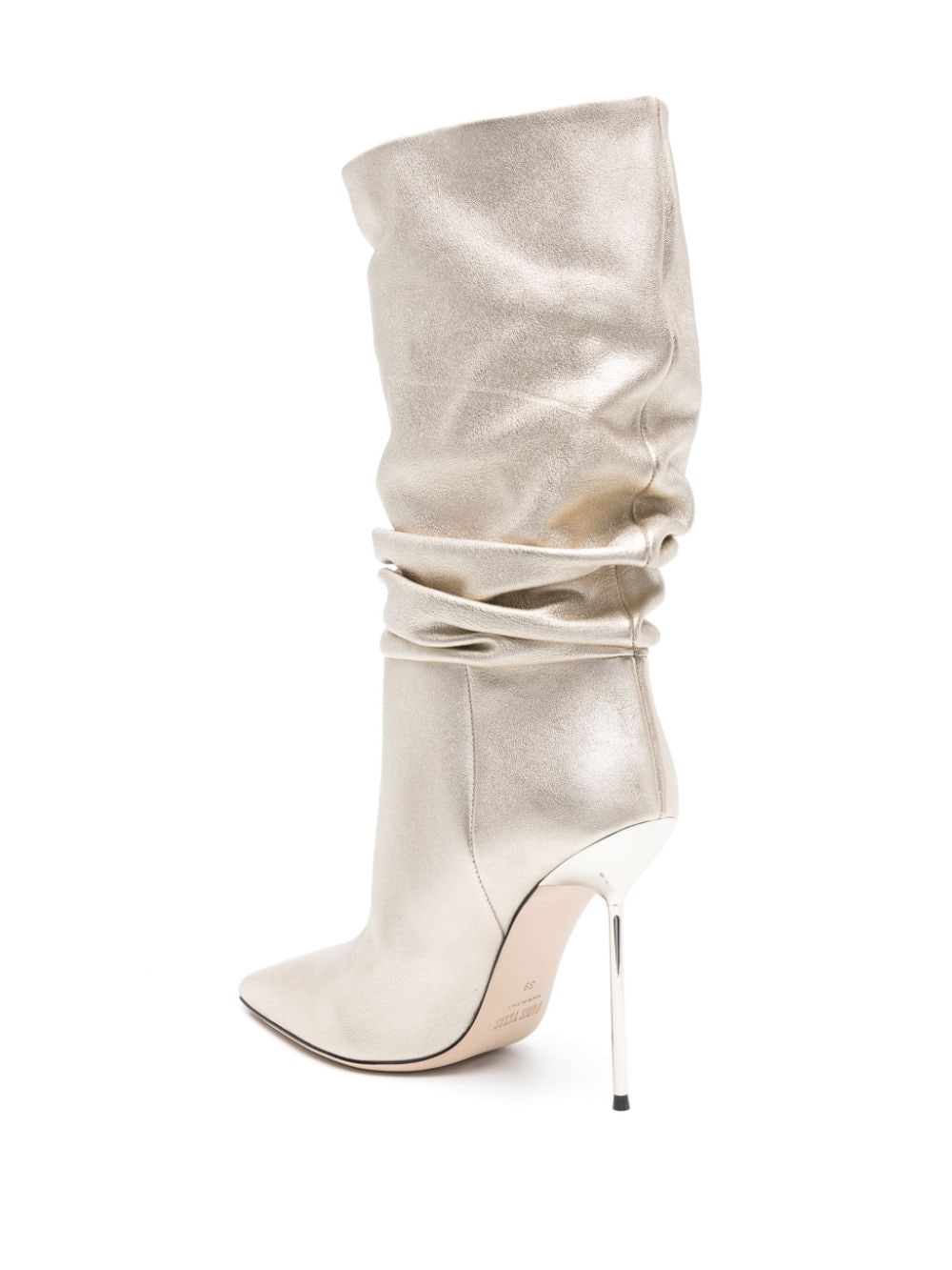 Shop Paris Texas Slouchy Metallic Leather Boots In Gold