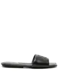 Courrèges logo-patch leather slides - Black
