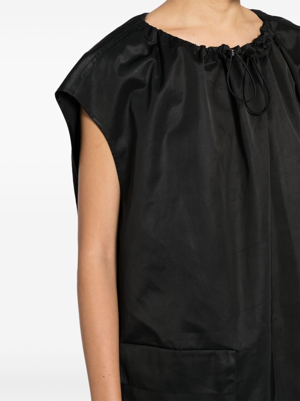 Shop Mm6 Maison Margiela Drawstring-neck Cargo Minidress In 黑色