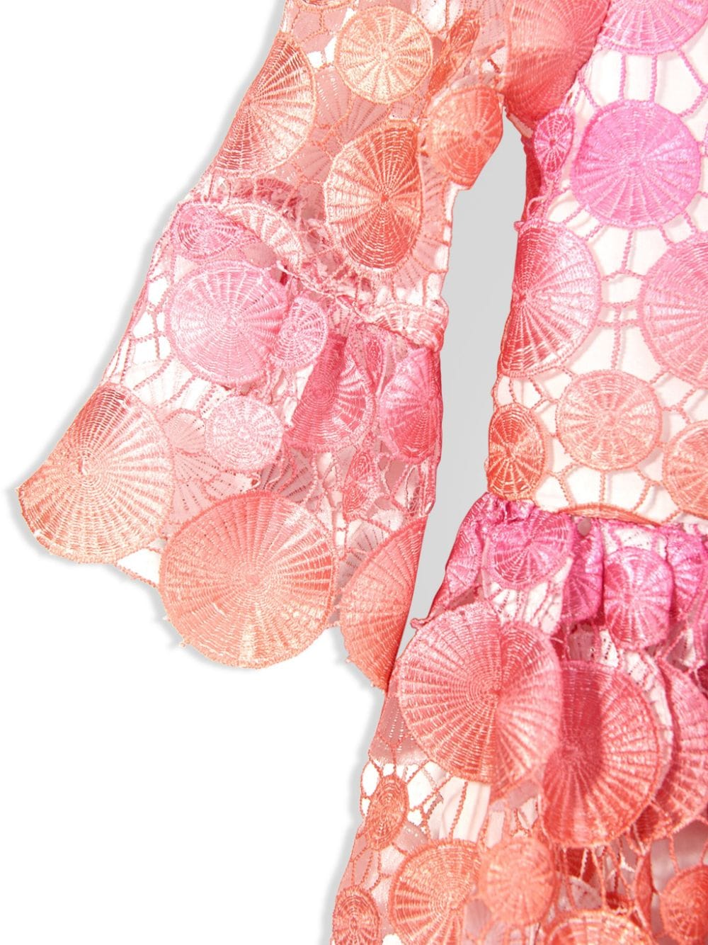 Shop Marlo Open-knit Flared Dress In Pink