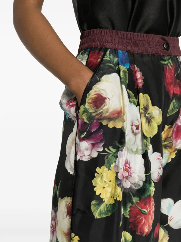 【VIP価格】DOLCE & GABBANA Floral Wide Leg Pants Dolce & Gabbana Floral wide-leg Trousers | Black | FARFETCH JO