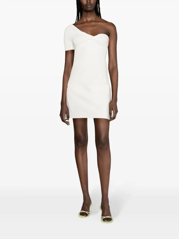 Courrèges one-shoulder Twist Crepe Minidress | White | FARFETCH