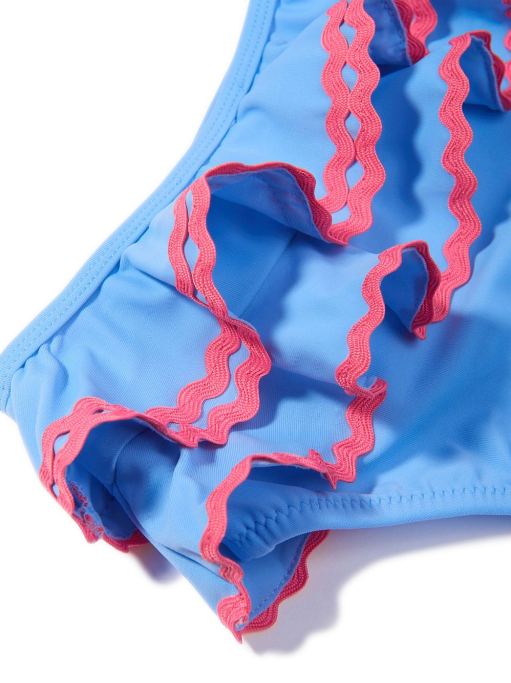 Shop Nessi Byrd Lori Ruffle One-shoulder Bikini In Blue