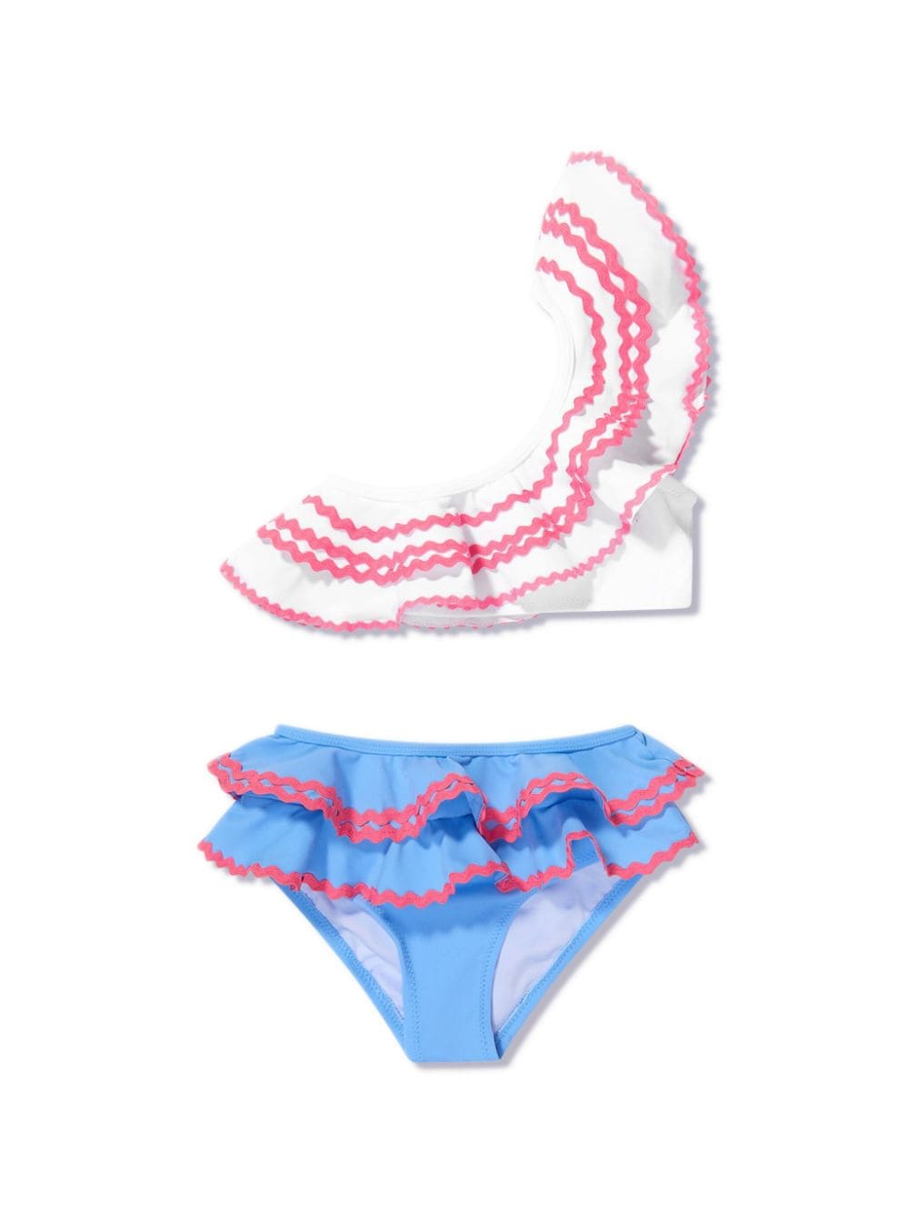 Nessi Byrd Kids Lori asymmetrische bikini met ruches Blauw