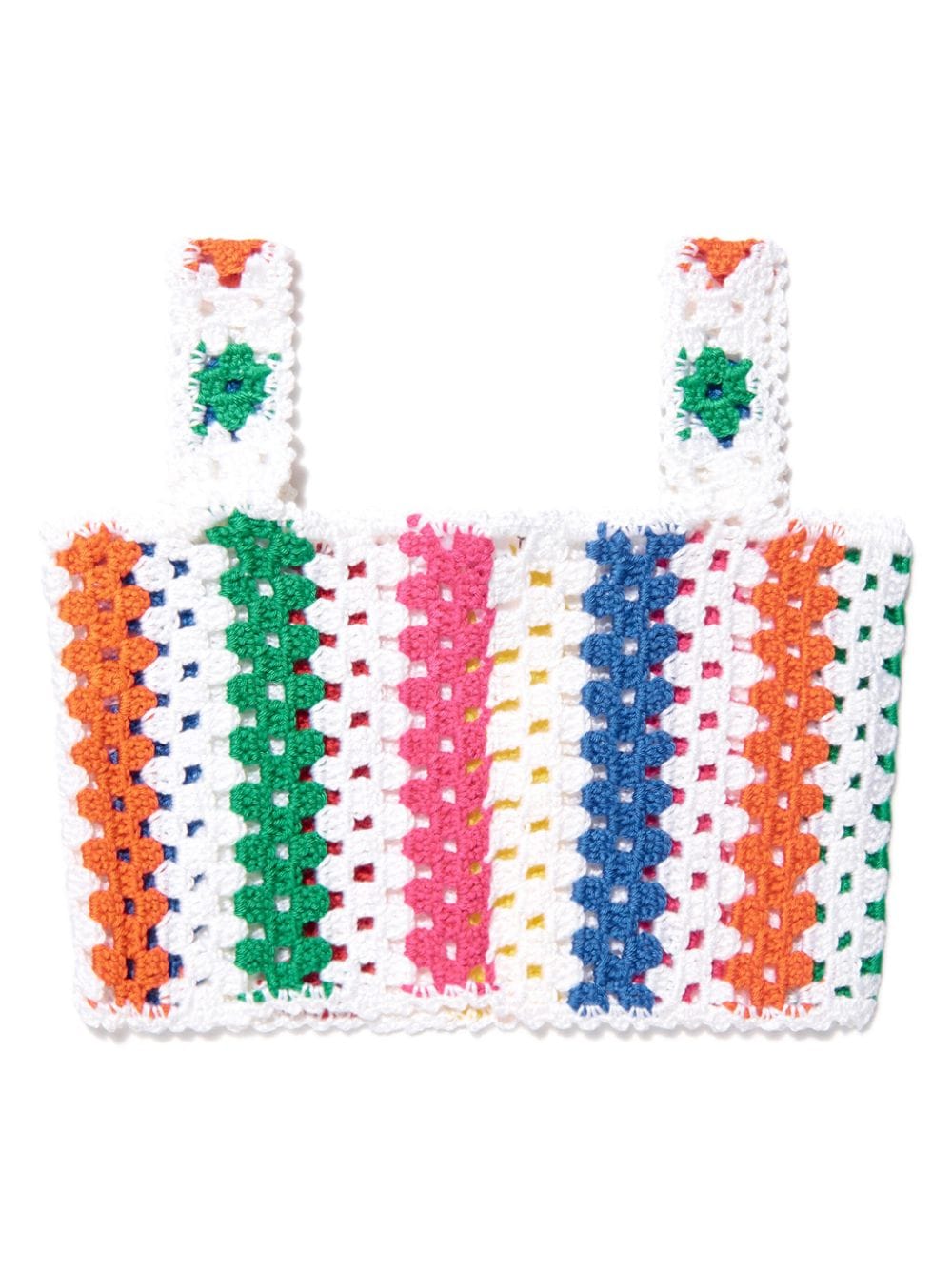 Nessi Byrd Kids Rainbow striped crochet cotton top - Wit