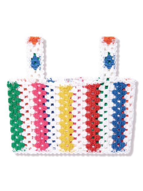 Nessi Byrd Kids Rainbow striped crochet cotton top