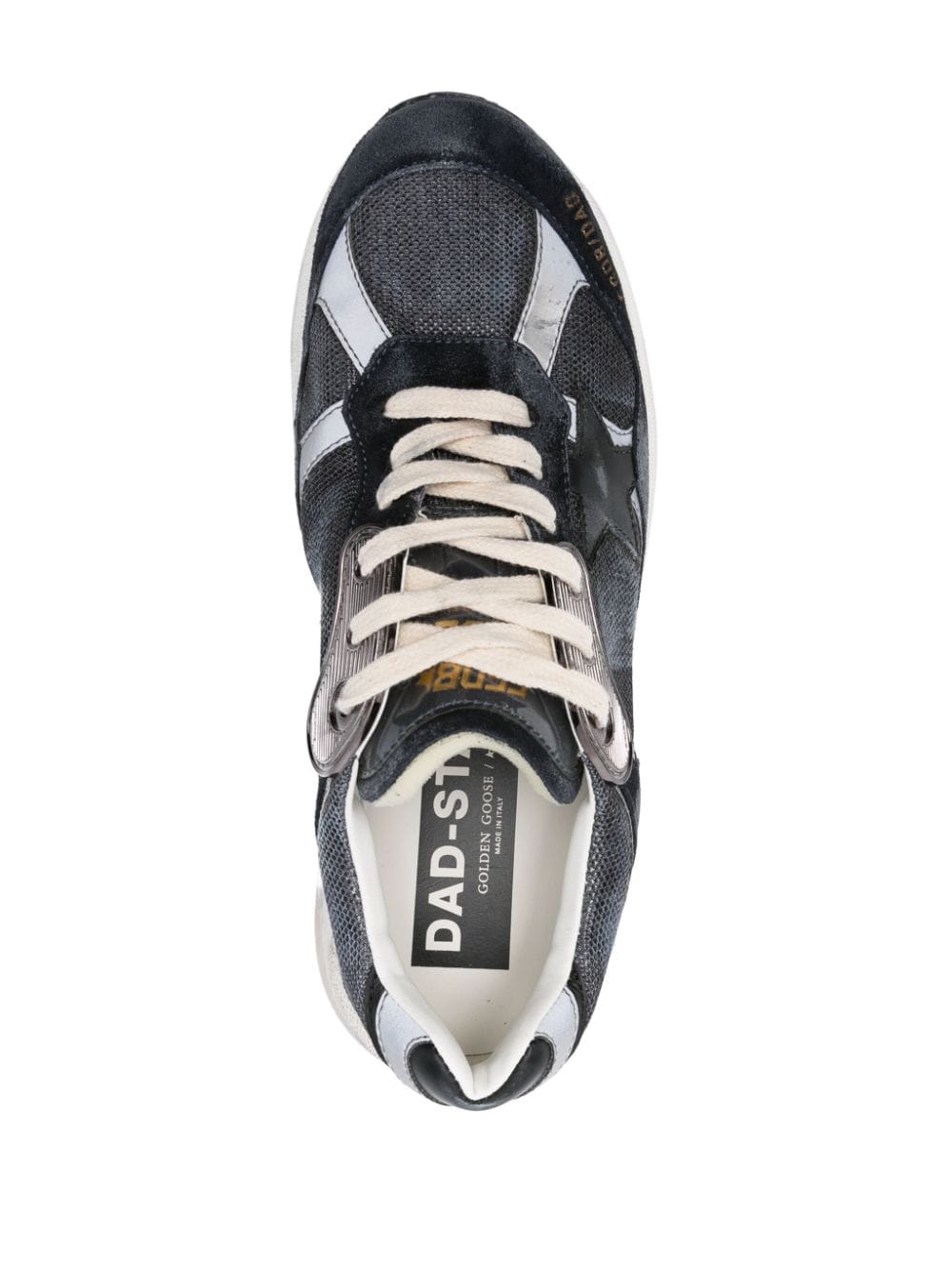 Shop Golden Goose Running Dad Leather Sneakers In Blue