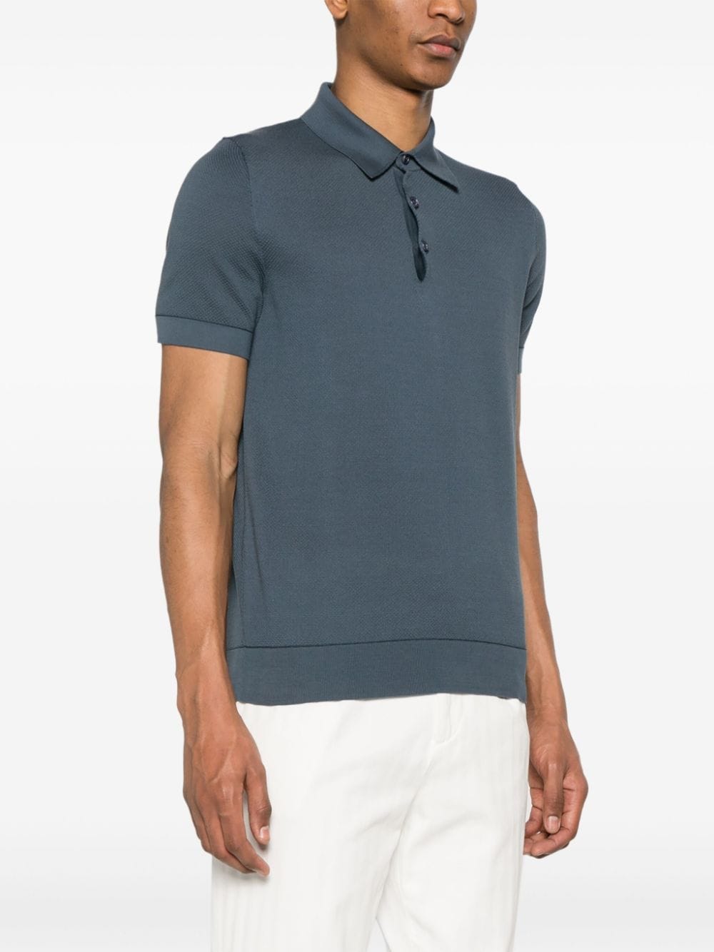 Shop Brioni Sea Island Piqué Polo Shirt In Blue